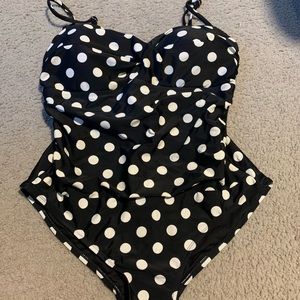 one piece polka dot bathing suit